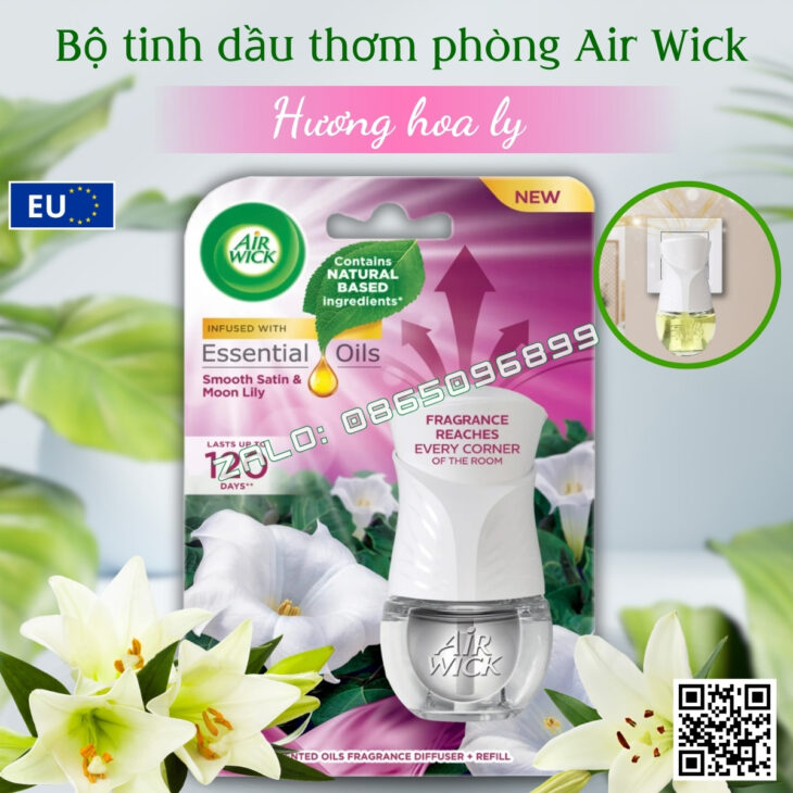 Bộ tinh dầu thơm phòng Air Wick 19ml nhập khẩu Châu Âu, hỗ trợ khử mùi, thư giãn, giảm stress