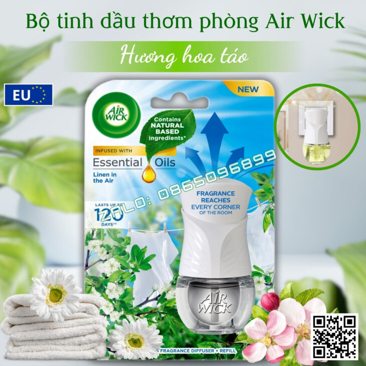 Bộ tinh dầu thơm phòng Air Wick 19ml nhập khẩu Châu Âu, hỗ trợ khử mùi, thư giãn, giảm stress