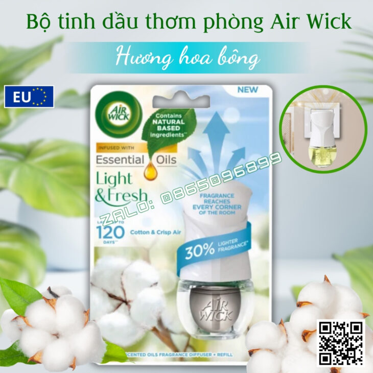 Bộ tinh dầu thơm phòng Air Wick 19ml nhập khẩu Châu Âu, hỗ trợ khử mùi, thư giãn, giảm stress