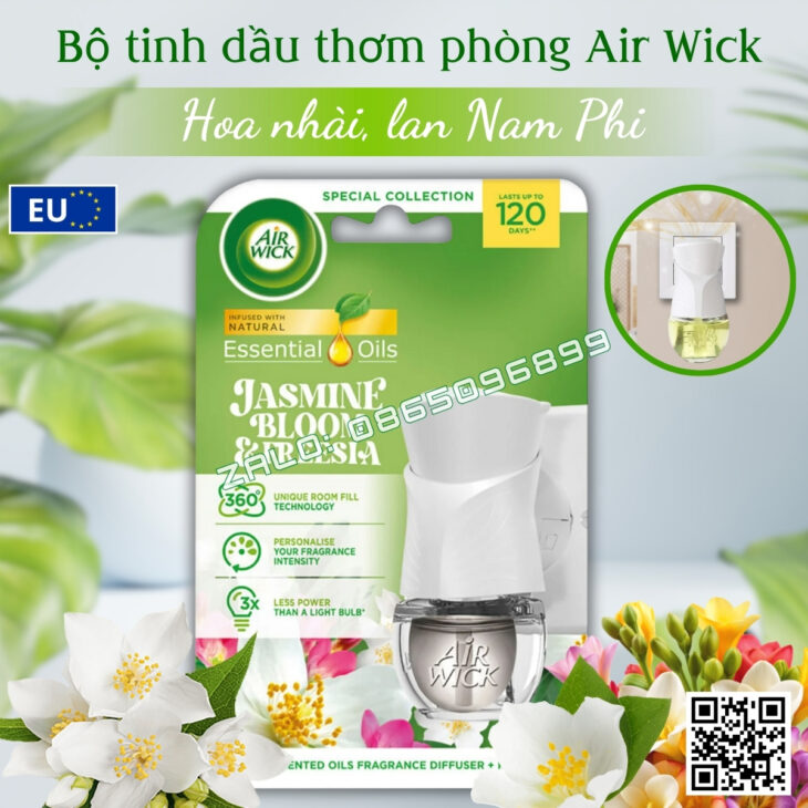 Bộ tinh dầu thơm phòng Air Wick 19ml nhập khẩu Châu Âu, hỗ trợ khử mùi, thư giãn, giảm stress