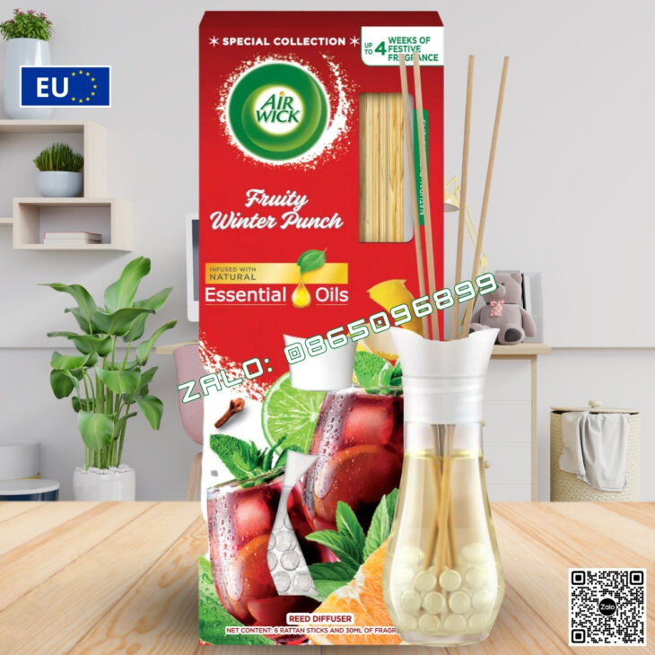 BỘ KHUẾCH TÁN TINH DẦU QUE MÂY AIR WICK 25ml, THƠM PHÒNG, HỖ TRỢ KHỬ MÙI, NHẬP KHẨU CHÂU ÂU