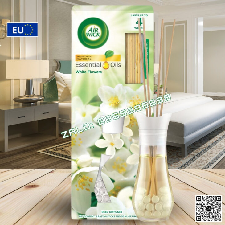 BỘ KHUẾCH TÁN TINH DẦU QUE MÂY AIR WICK 25ml, THƠM PHÒNG, HỖ TRỢ KHỬ MÙI, NHẬP KHẨU CHÂU ÂU