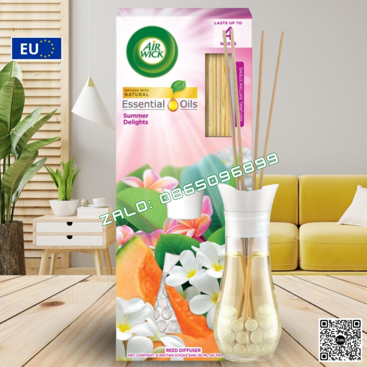 BỘ KHUẾCH TÁN TINH DẦU QUE MÂY AIR WICK 25ml, THƠM PHÒNG, HỖ TRỢ KHỬ MÙI, NHẬP KHẨU CHÂU ÂU