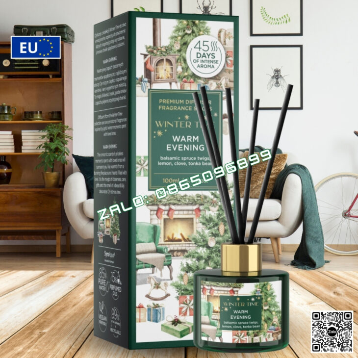 Bộ khuếch tán tinh dầu cao cấp Bartek 100ml, thơm phòng, hỗ trợ khử mùi, hàng chính hãng Châu Âu