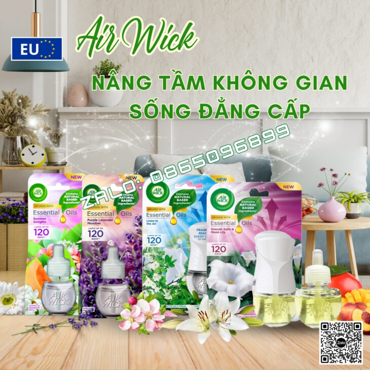 BỘ TINH DẦU CẮM ĐIỆN AIR WICK 19ML, KHUẾCH TÁN TỰ ĐỘNG, HỖ TRỢ KHỬ MÙI THƠM PHÒNG, NHẬP KHẨU CHÂU ÂU