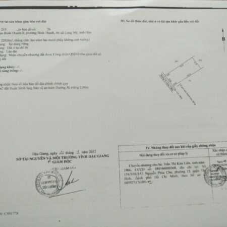 Cần bán đất nền vị trí đẹp tại thị xã Long Mỹ (có 220m2 thổ cư), giá 2,8 tỷ