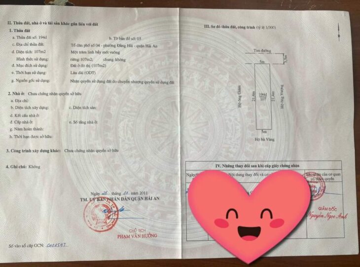 Bán lô đất DT 107 M ngang 5 M mặt đường Mai Trung Thứ Đằng Hải Hải An