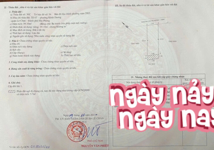 Bán nhà Thiên Lôi gần Cầu Rào, 40m 3 tầng, ngõ nông, Giá 2.25 tỉ