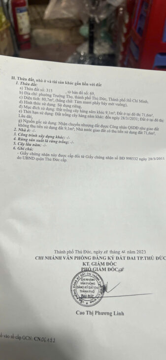 CHÍNH CHỦ CẦN BÁN NHANH ĐẤT MẶT TIỀN 80,7M2, 6,8 TỶ TẠI PHƯỜNG TRƯỜNG THỌ, THỦ ĐỨC