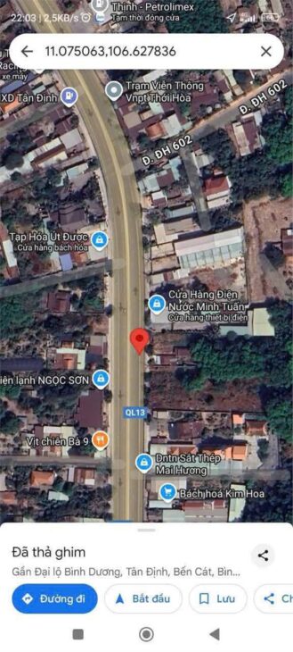 Bán đất mặt tiền Quốc Lộ 13 Tân Định, Tp Bến Cát, Bình Dương.