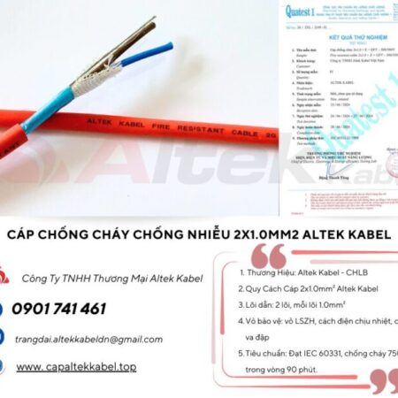 Cáp chống cháy chống nhiễu 2×1.0 IEC 60331, BS 6387