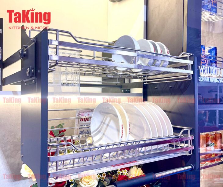 Kệ Bát Đĩa Nâng Hạ SUS304 Cao Cấp, Hiện Đại, Thẩm Mỹ TaKing
