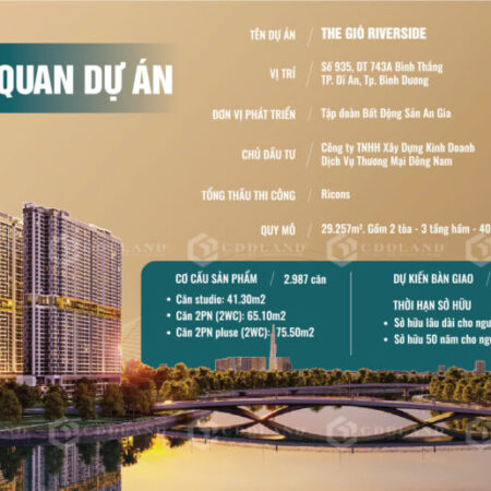 Căn hộ The Gió Riverside thuộc địa phận TP HCM ngay tại ga metro ,thanh toán chie từ 1% mỗi tháng.