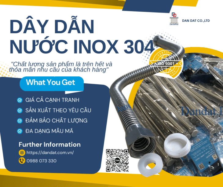 Dây Dẫn Nước Bình Nóng Lạnh – dây dẫn nước inox 304, Dây Dẫn Nước Chịu Nhiệt inox