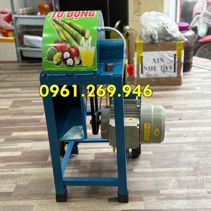Máy cạo vỏ mía, máy làm sạch vỏ cây mía 9 chổi cạo motor 1500w
