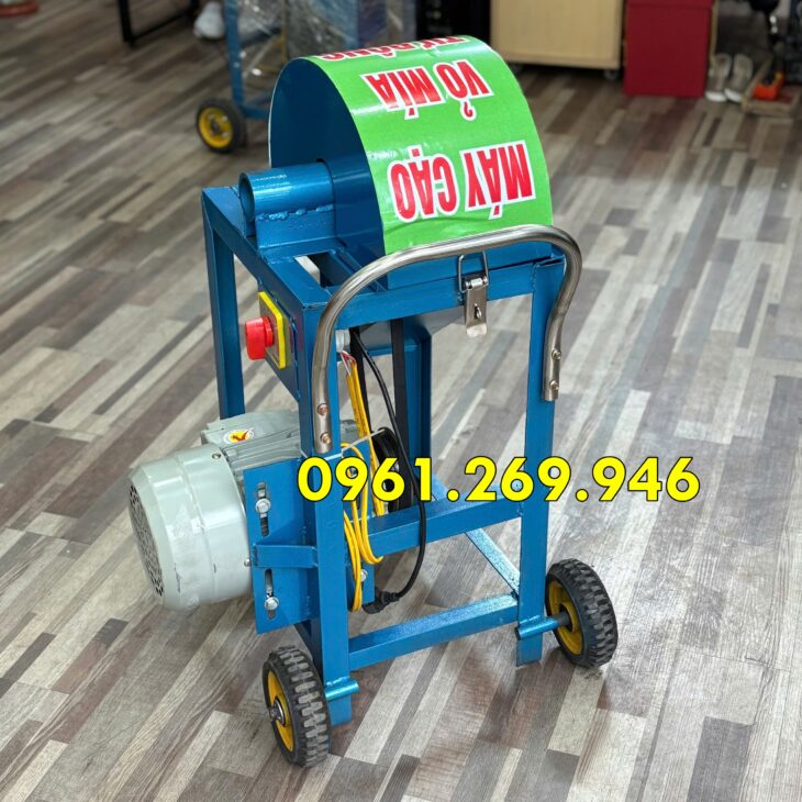 Máy cạo vỏ mía, máy làm sạch vỏ cây mía 9 chổi cạo motor 1500w