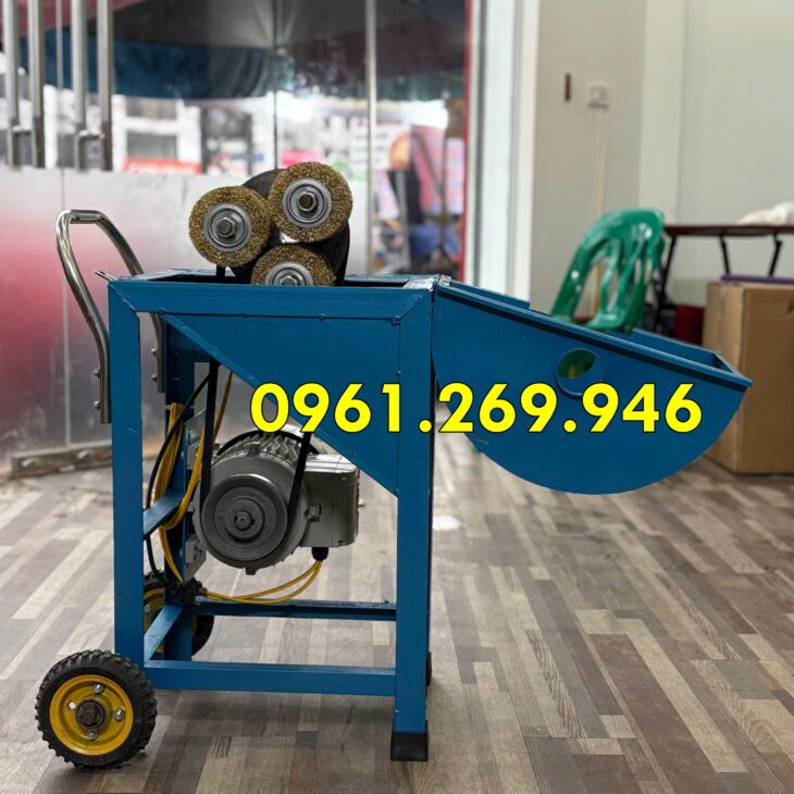 Máy cạo vỏ mía, máy làm sạch vỏ cây mía 9 chổi cạo motor 1500w