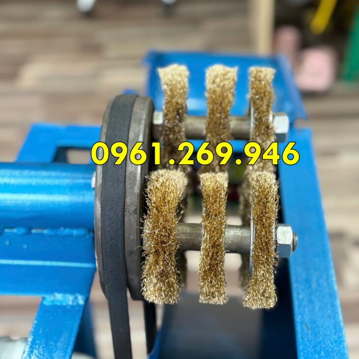Máy cạo vỏ mía, máy làm sạch vỏ cây mía 9 chổi cạo motor 1500w