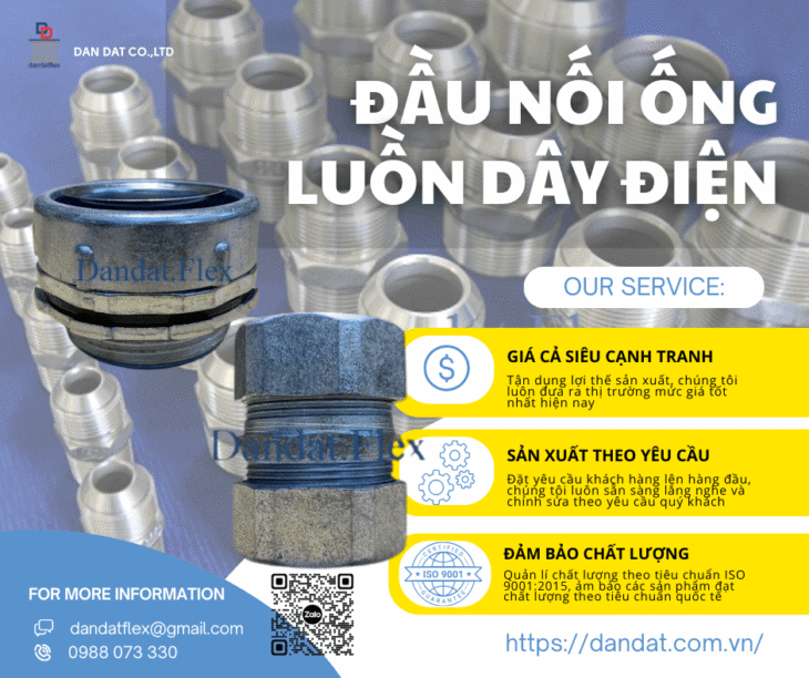 Đầu Nối Ống Luồn Dây Điện – Ống luồn dây điện bọc nhựa bọc lưới inox, Đầu nối phụ kiện ống luồn dây