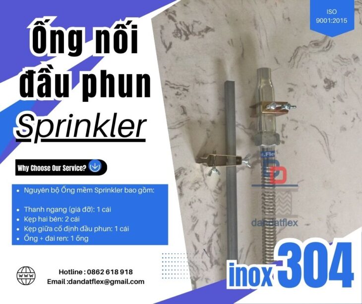 Ống nối đầu phun cứu hỏa, dây nối mềm đầu phun sprinkler, ống mềm PCCC, phụ kiện ống mềm chữa cháy