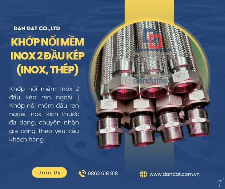 Khớp nối mềm inox, khớp nối mềm nối ren, khớp nối mềm inox công nghiệp, khớp chống rung máy bơm