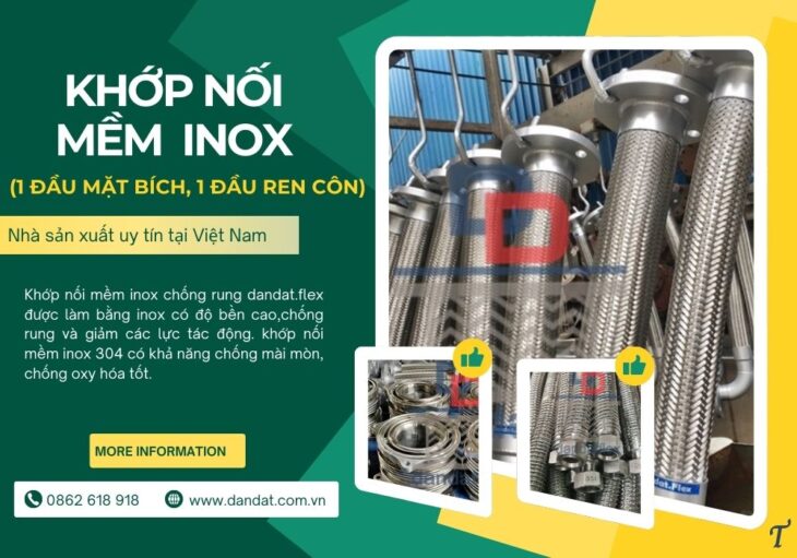 Khớp nối mềm nối bích, khớp nối mềm inox công nghiệp, khớp nối mềm inox chịu nhiệt, khopnoimem