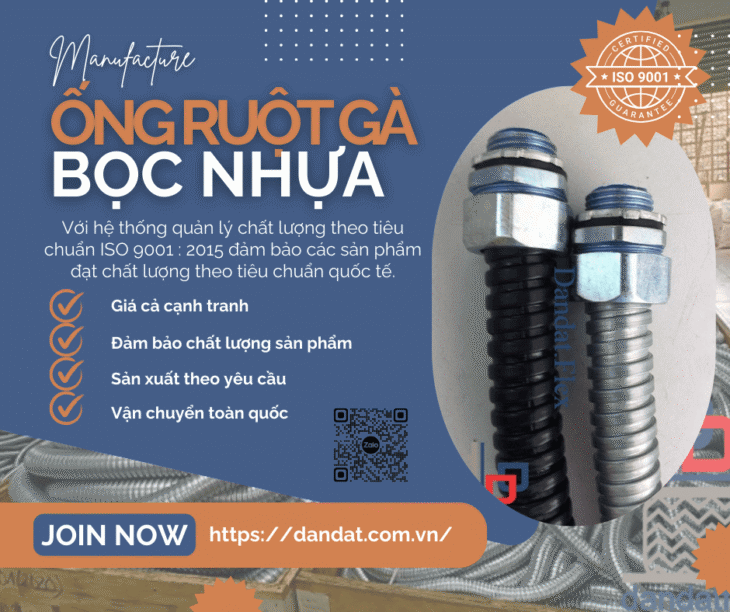 Ống Ruột Gà Lưới Bện Inox – Ống luồn dây điện bọc nhựa, Đầu nối phụ kiện ống luồn dây điện