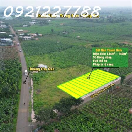 Bán sỉ & lẻ 20 nền đất ngay UBND xã Thanh Bình vị trí siêu đẹp mặt đường nhựa Trảng Bom – Cây Gáo.