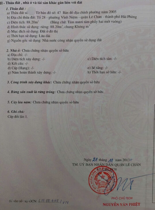 Bán nhà Trực Cát – Lê Chân, 88m ngang 4.5m, 1 tầng, ngõ ~5m, Giá 40 tr/m