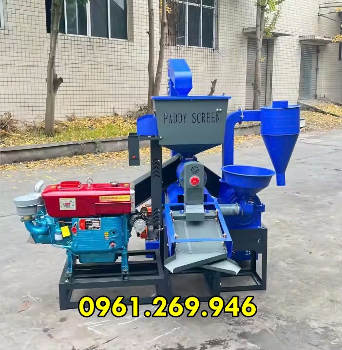 Máy Xay Xát Gạo Liên Hoàn Kèm Gầu Tải Turbo TBX800 Đầu Nổ D24 Gió Đề
