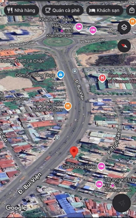 Bán đất mặt đường Bùi Viện – Lê Chân, 168m, MT 8.4m, vỉa hè 5m, Giá 76 tr/m