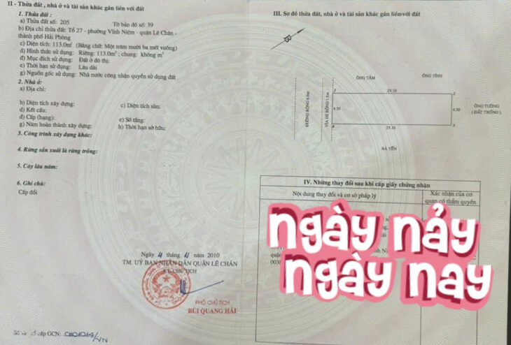 Đất mặt đường Vĩnh Tiến vô cùng đẹp, 113m, ngang 4.5, Giá 60 tr/m