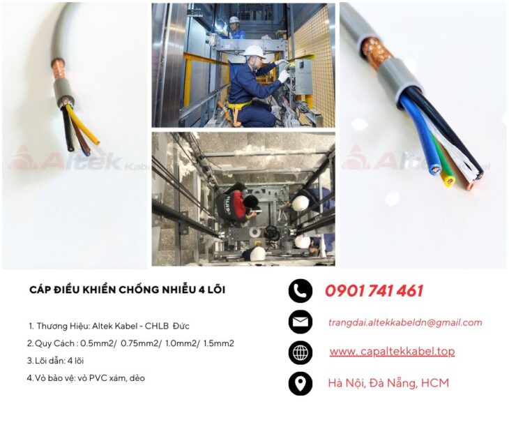 Cáp tín hiệu chống nhiễu 4 lõi trong thang máy và tự động hóa