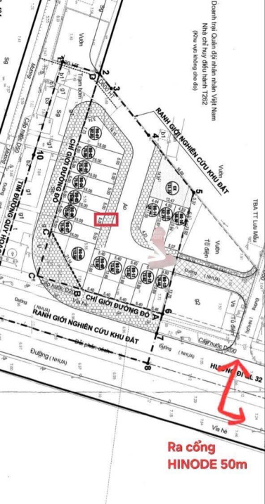 KĐT Hinode – Park: Đất 75m2 phân lô, vỉa hè + đường 2 ôtô tránh – sát QL32