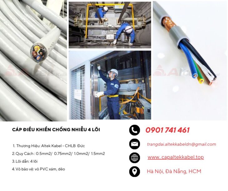 Cáp tín hiệu chống nhiễu 4 lõi trong thang máy và tự động hóa