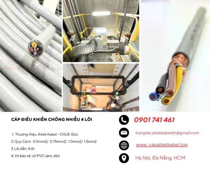 Cáp tín hiệu chống nhiễu 4 lõi trong thang máy và tự động hóa