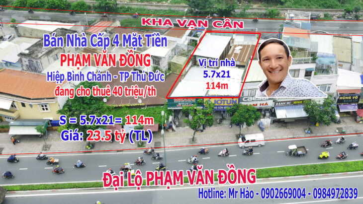Bán Nhà Cấp 4 Mặt Tiền Phạm Văn Đồng – Hiệp Bình Chánh – Thành Phố Thủ Đức