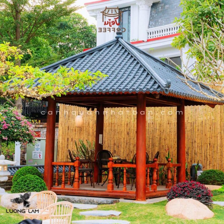 Chòi gỗ phong cách kết hợp ngói nhựa âm dương Nhật Bản