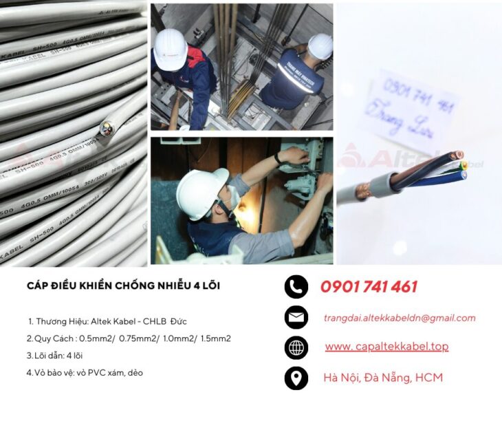 Cáp tín hiệu chống nhiễu 4 lõi trong thang máy và tự động hóa