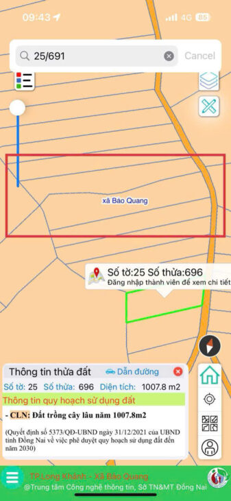 Cần bán 3600m2 đất vườn tại xã Bảo Quang cùng 1 mảnh tách ra 2 mảnh chỉ 2.x tỷ.