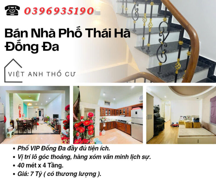 Bán nhà Phố Thái Hà, Vị Trí Lô Góc, Khu Văn Minh Lịch Sự, 40mx4T, Giá: 7 Tỷ, Lh: 0396935190.