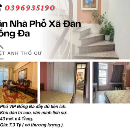 Bán nhà phố Xã Đàn_Lô Góc Hai Thoáng_Khu Dân Trí Cao_43mx4T_Giá: 7.3 Tỷ_Lh: 0396935190.