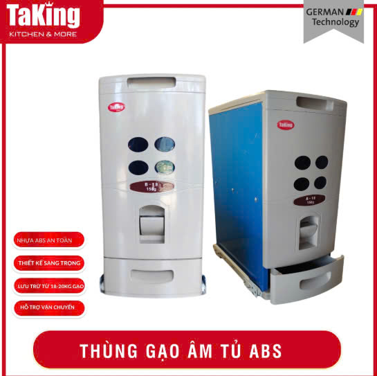 Thùng Đựng Gạo Âm Tủ Có Ray TaKing Hiện Đại, Chất Liệu ABS An Toàn
