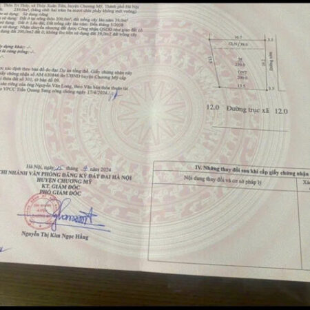 CC cần bán lô đất 239m tại thủy xuân tiên chương mỹ