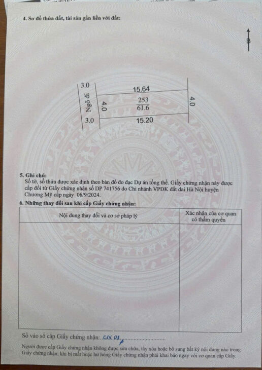 Hơn 1 tỷ có ngay mảnh tại Tốt Động – Chương Mỹ – Hà Nội. – DT: 61,6 m2 mặt tiền 4. hậu 4.
