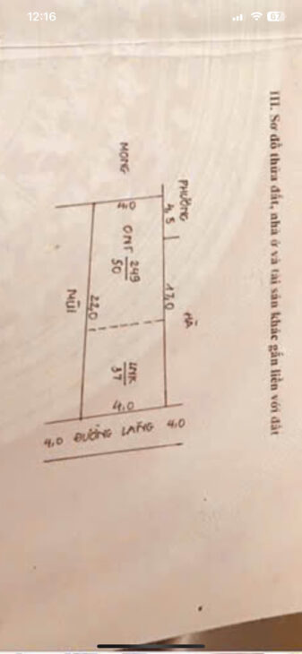 FO cần bán 87m đường trục chính , ô tô tải thông mặt tiền 4m hậu 4m vuông vắn nói không với lỗi