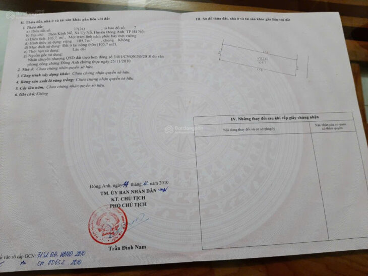 Bán đất Kính Nỗ Uy Nỗ – 105m2 – Đường thông ô tô 7 chỗ