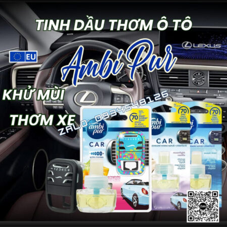 TINH DẦU THƠM Ô TÔ CÀI CỬA GIÓ AMBI PUR 7ml, HỖ TRỢ KHỬ MÙI Ô TÔ, NHẬP KHẨU CHÂU ÂU