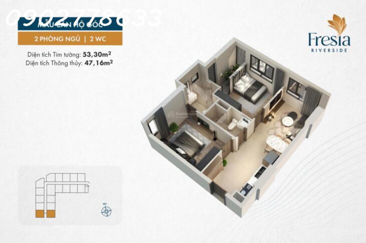 Chỉ cần thanh toán 168 triệu sở hữu căn hộ 60m2 Tại Fresia Riverside, Tân Vạn, Biên Hòa, Đồng Nai