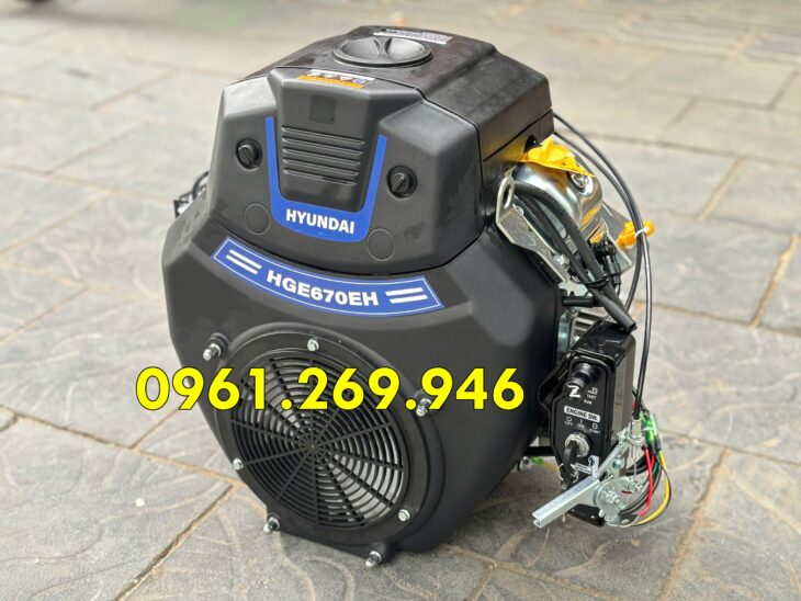 Máy Nổ, Động Cơ Xăng Hyundai 22Hp HGE670E Có Đề